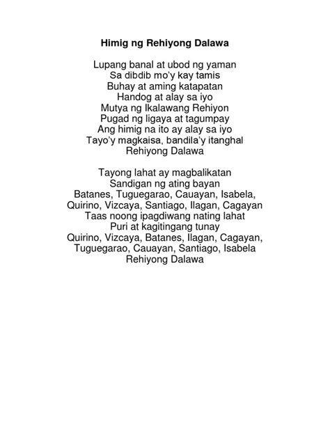 rehiyong dalawa hymn ibanag version